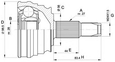 OPEN PARTS cvj550610 -  Шарнирный комплект, приводной вал